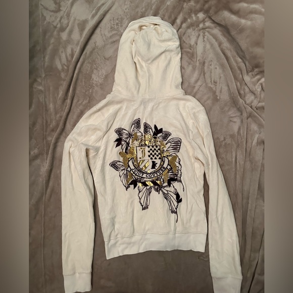Juicy couture cream velour jacket with gold detailing on the back - Picture 1 of 2